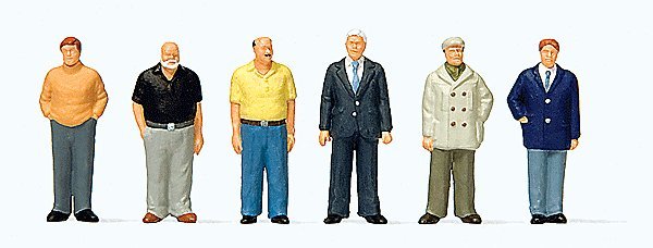 Standing Men -- pkg(6), HO, Preiser Kg 10634