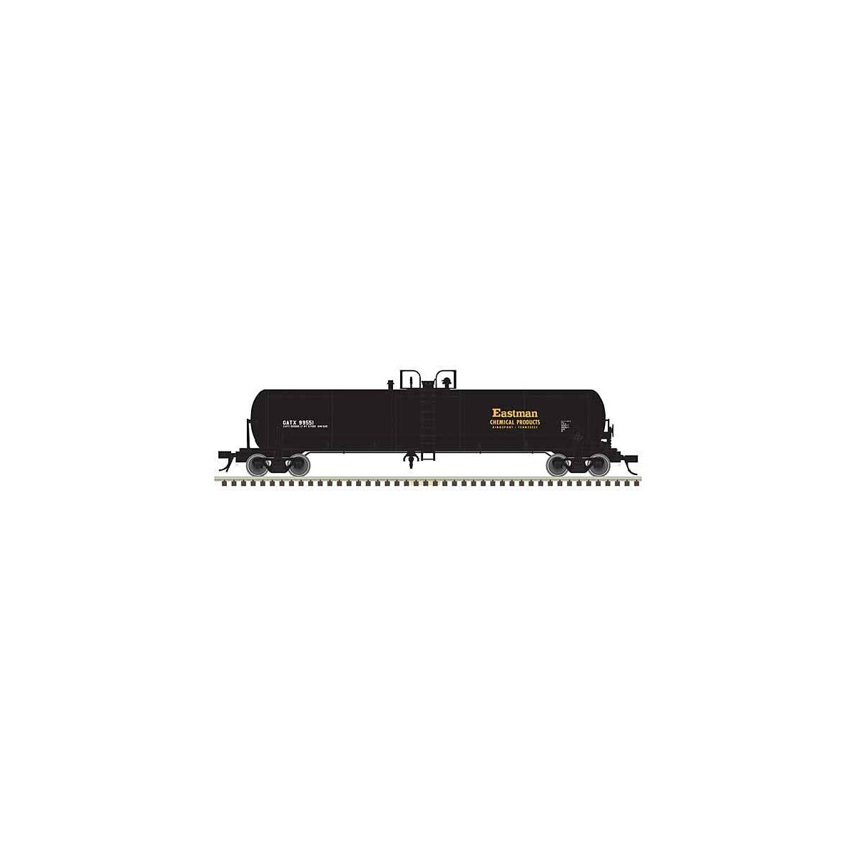GATX 20,700-Gallon Tank Car - Ready to Run - Master(R) -- Eastman Chemical GATX 99551 (black, white, yellow), N, Atlas Model Rai