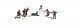 Scenic Accents(R) Figures -- Snowball Fight - 6 Kids, 1 Snowman, 3 Piles of Snows, N, Woodland Scenics 2183
