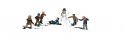 Scenic Accents(R) Figures -- Snowball Fight - 6 Kids, 1 Snowman, 3 Piles of Snows, N, Woodland Scenics 2183