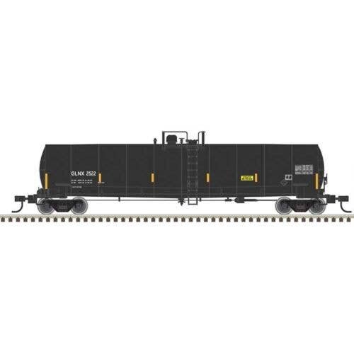 ACF 23,500-Gallon Tank Car - Ready to Run - Master(R) -- GLNX 2520 (black, reporting marks only, yellow conspicuity marks), HO, 