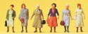 Passengers -- Female Commuters on Way to Train pkg(6), HO, Preiser Kg 14085