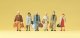 Pedestrians -- Walking Railway Travellers pkg(6), HO, Preiser Kg 14070