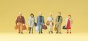 Pedestrians -- Walking Railway Travellers pkg(6), HO, Preiser Kg 14070