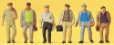 Passengers -- Male Commuters on Way to Train pkg(6), HO, Preiser Kg 14086