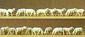 Animals -- Sheep (white) pkg(18), HO, Preiser Kg 14161