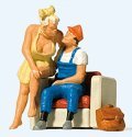 Home From a Busy Workday -- 2 Figures & Chair, HO, Preiser Kg 28182