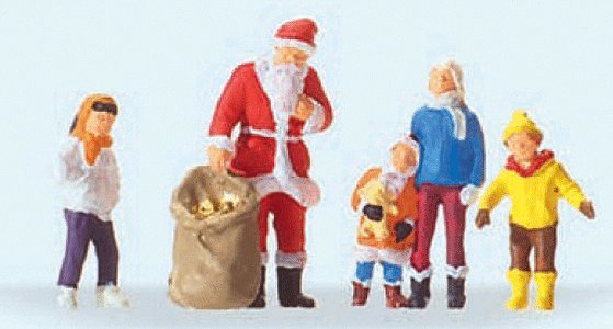 Santa Cluas with 4 Children, HO, Preiser Kg 29098