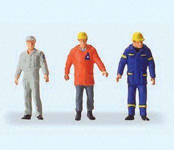 Emergency Personnel -- 60 Years Technical Emergency Service THW 3 Figures in Period Uniform, HO, Preiser Kg 28149