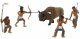 Native American Hunt Figures - Scene-A-Rama(R) -- Four Native Americans & One Bison, All Scales, Woodland Scenics 4444