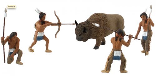 Native American Hunt Figures - Scene-A-Rama(R) -- Four Native Americans & One Bison, All Scales, Woodland Scenics 4444