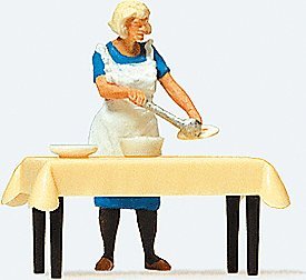 Individual Figure -- Housewife Serving Dinner at the Table, HO, Preiser Kg 28130