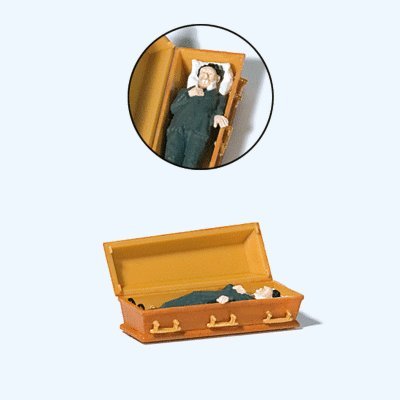Male Vampire Laying in Coffin, HO, Preiser Kg 29111