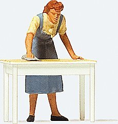 Individual Figure -- Housewife Cleaning the Table, HO, Preiser Kg 28134