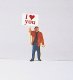 Individual Figure - Pedestrian -- Man w/I Love You Signboard, HO, Preiser Kg 29039