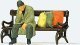 Individual Figures -- Homeless Man on a Bench with Bags, HO, Preiser Kg 29094