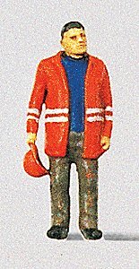 Individual Figure - Railway Personel -- Modern Switchman w/Safety Jacket - Hat Off, HO, Preiser Kg 28010