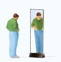 Man Trying On Pants w/Mirror, HO, Preiser Kg 28161
