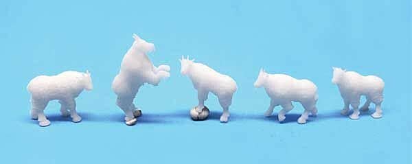 Unpainted 3D-Printed Figures -- Mountain Goats (Assorted) pkg(5), HO, All Scale Miniatures 870964