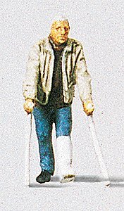 Individual Figure - Pedestrians -- Man w/Broken Leg, HO, Preiser Kg 28019