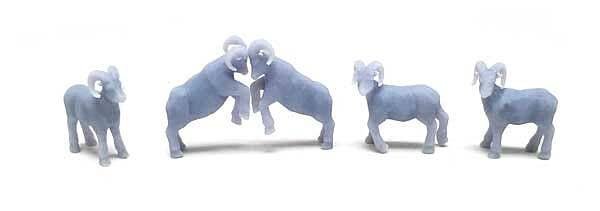 Unpainted 3D Printed Figures -- Bighorn Sheep pkg(5), N, All Scale Miniatures 1600989