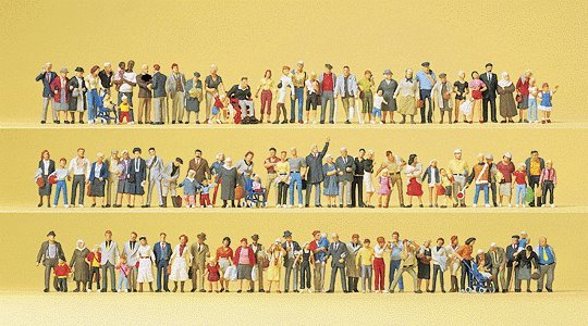 Pedestrians - Bulk Set -- On Streets & Squares, HO, Preiser Kg 13002