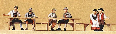 Oktoberfest Goers 2 Seated At Tables -- pkg(6), HO, Preiser Kg 10449