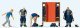 Preparing For Fire Run -- 4 Figures, Lockers & Accessories, HO, Preiser Kg 10642