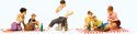 Picnic Figures w/Accessories -- pkg(6), HO, Preiser Kg 10617