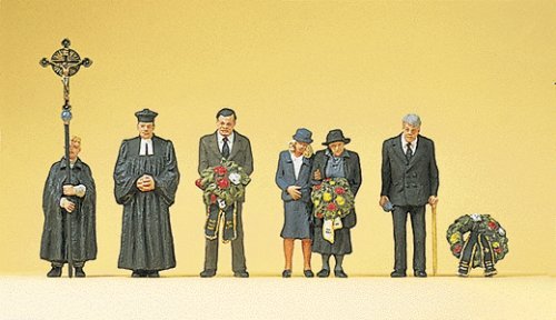 Pedestrians -- Protestant Funeral pkg(6), HO, Preiser Kg 10519