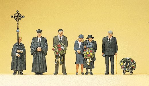 Pedestrians -- Protestant Funeral pkg(6), HO, Preiser Kg 10519