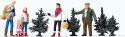 Christmas Tree Lot -- w/4 Trees, HO, Preiser Kg 10627