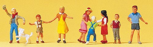 Children Playing -- Standing Children Playing pkg(8), HO, Preiser Kg 10530