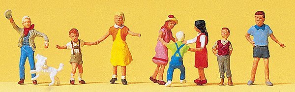 Children Playing -- Standing Children Playing pkg(8), HO, Preiser Kg 10530