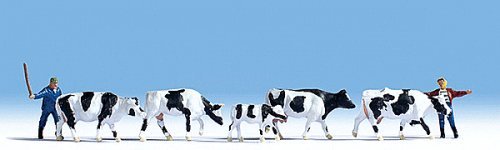 Cows -- 5 Cows, 2 Herders, HO, Noch Gmbh & Co 15724