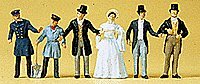 Passengers -- Vintage Engine Crew w/Standing Passengers pkg(6), HO, Preiser Kg 12046