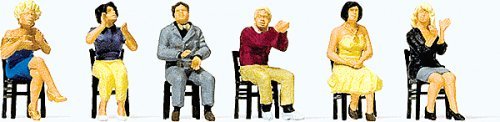 Sports & Recreation Seated Spectators Clapping -- 2 Men, 4 Women, HO, Preiser Kg 10624