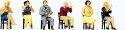 Sports & Recreation Seated Spectators Clapping -- 2 Men, 4 Women, HO, Preiser Kg 10624