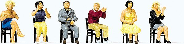 Sports & Recreation Seated Spectators Clapping -- 2 Men, 4 Women, HO, Preiser Kg 10624