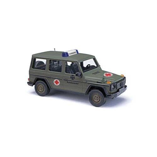 1990 Mercedes-Benz G-90 SUV - Assembled -- German Army Red Cross (green, red, white, German L, HO, Busch Gmbh & Co Kg 51441