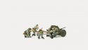 Former German Army WWII Artillery PAK L/45 3.7cm Anti-Tank Gun -- In Action w/Gun Crew, HO, Preiser Kg 16591