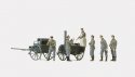 Former German Army WWII - Unpainted Figures -- Joining The Chow Line Field Kitchen w/6 Figures, HO, Preiser Kg 16594