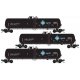 56′ General-Service Tank Car 3-Pack - Ready to Run -- Archer-Daniels-Midland ADMX 25583, 25569, 25531 (black, blue, Molecule L