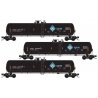 56′ General-Service Tank Car 3-Pack - Ready to Run -- Archer-Daniels-Midland ADMX 25583, 25569, 25531 (black, blue, Molecule L