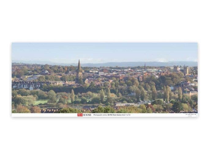 Backscene Photographic Background 95 x 13′ 240 x 33.3cm -- Town Scene, All Scales, Peco SKP06