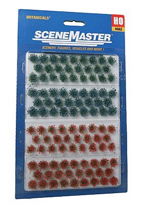 Grass Tufts - pkg(104) 1/4′ 0.6cm Tall -- Wildflower Patches, HO, Walthers SceneMaster 1106