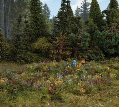Assorted Wildflowers - Set of 250 Pieces -- Green, Yellow, Blue and White plus Heather, Corn, HO, Walthers SceneMaster 1096