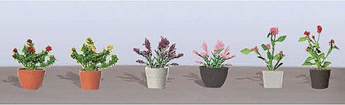Assorted Potted Flower Plants -- Set 1 pkg(6), O, JTT Miniature Tree 95566