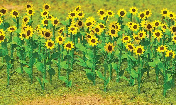 Sunflowers - Assembled -- 1′ 2.5cm Tall pkg(16), HO, JTT Miniature Tree 95523