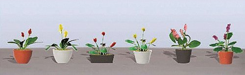 Assorted Potted Flower Plants -- Set 3 pkg(6), O, JTT Miniature Tree 95570